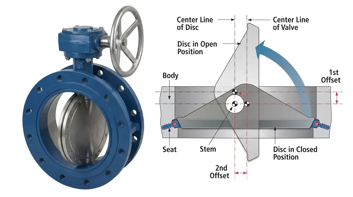 Двойной эксцентриковый клапан-бабочка