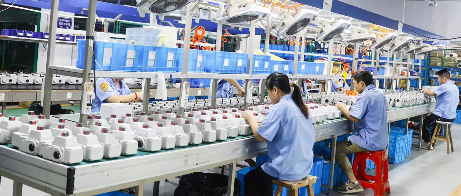 Electric actuator assembly production line at valve factory