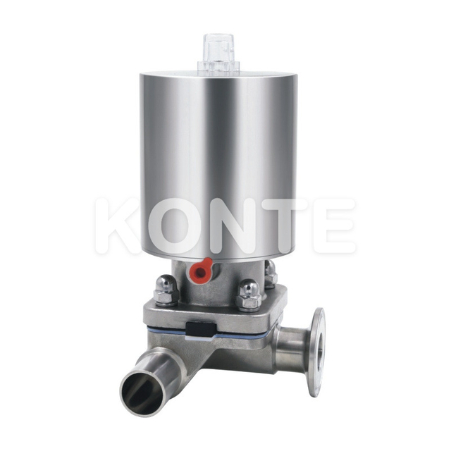 Пневматический трехсторонний диафрагмерный клапан Т-типа из нержавеющей стали.