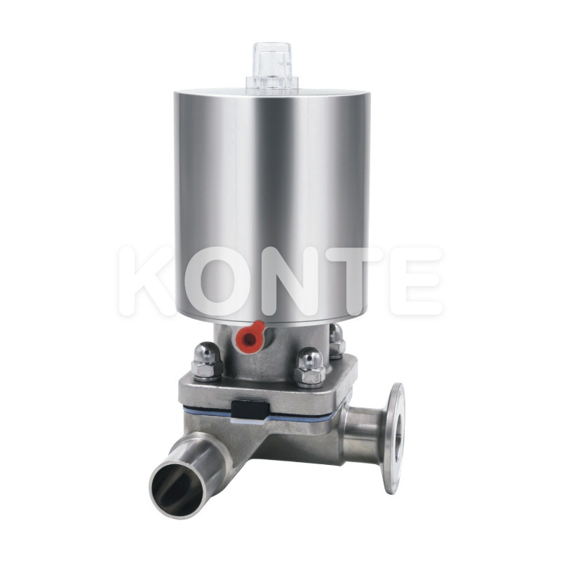 Пневматический трехсторонний диафрагмерный клапан Т-типа из нержавеющей стали.