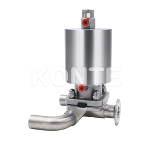 Пневматический трехсторонний диафрагмный клапан типа из нержавеющей стали.