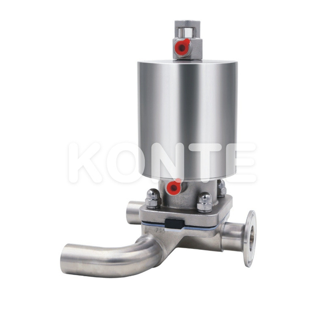 Пневматический трехсторонний диафрагмный клапан типа из нержавеющей стали.