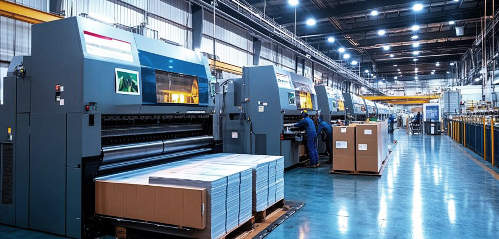 Производственная линия текстильной фабрики с промышленными клапанами