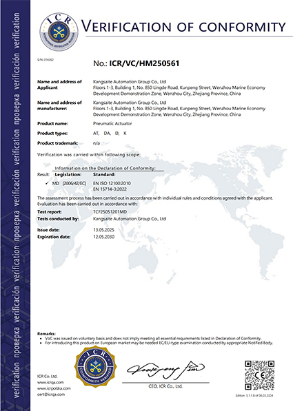 Сертификация CE для пневматического привода
